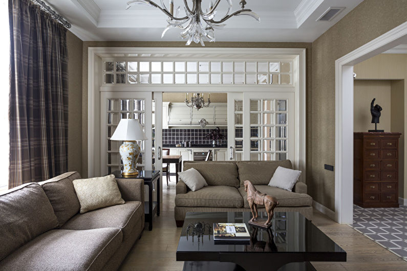 Living 15 mp în stilul unui clasic modern - Design interior