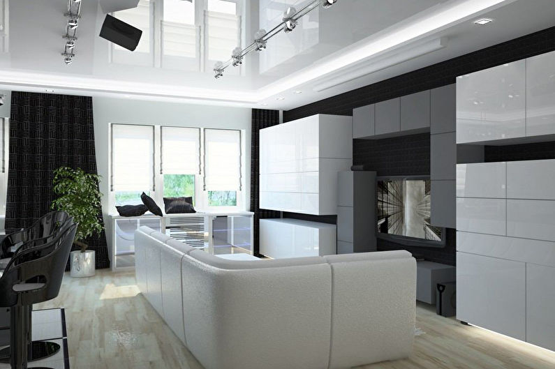 Séjour 15 m2 dans un style high-tech - Design d'intérieur