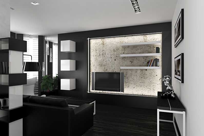 Dnevna soba 15 m² u stilu visoke tehnologije - Dizajn interijera