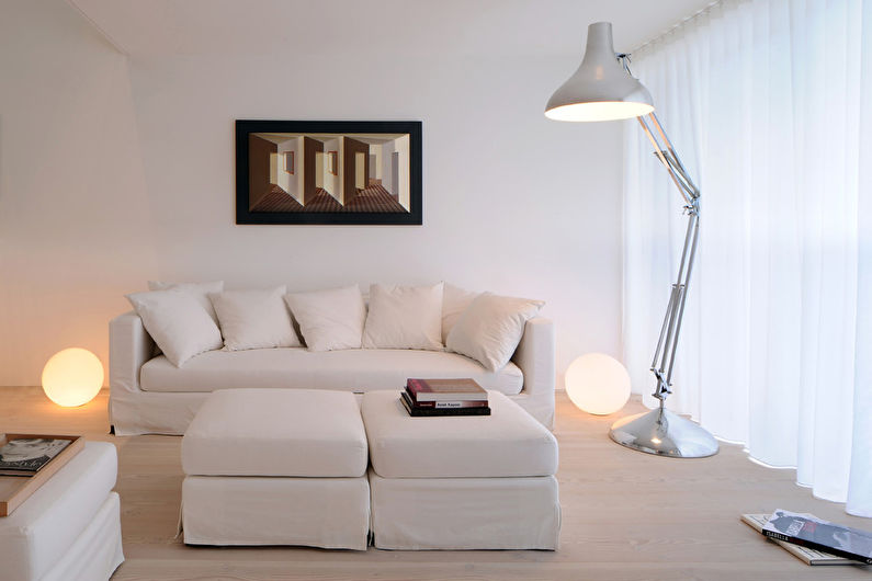 Dzīvojamās istabas dizains 15 kv.m. - spilgtas nokrāsas