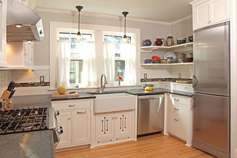 Móveis para uma pequena cozinha - Como escolher uma cor e um design