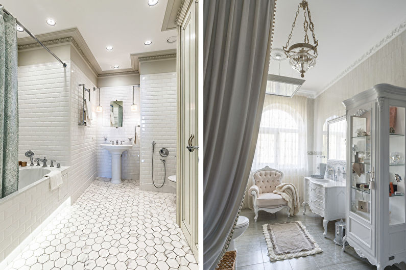 Įtempiamos lubos vonios kambaryje - klasikinis stilius
