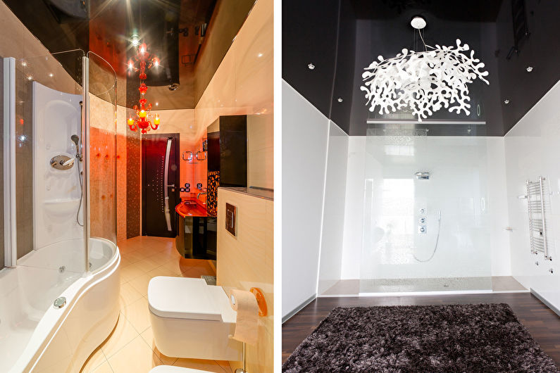 Įtempiamos lubos vonios kambaryje - modernus stilius