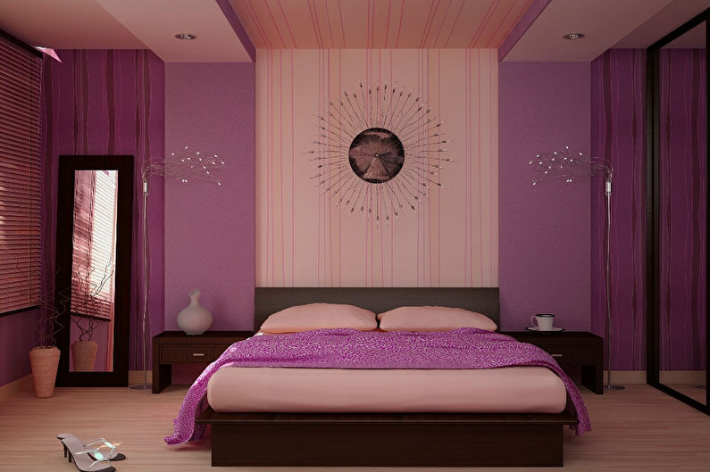 Persiku un violets - krāsu kombinācija interjerā