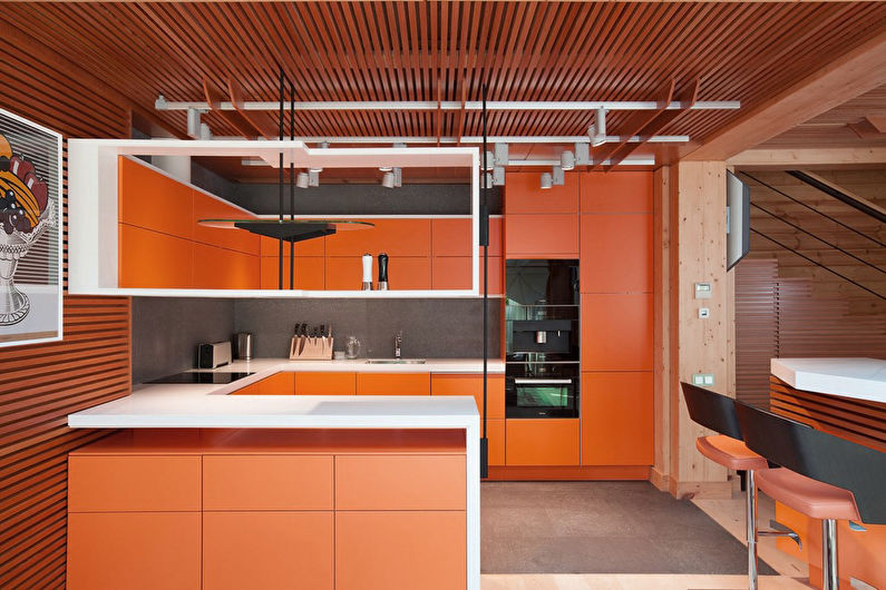 Прасковен цвят в кухнята - интериорен дизайн