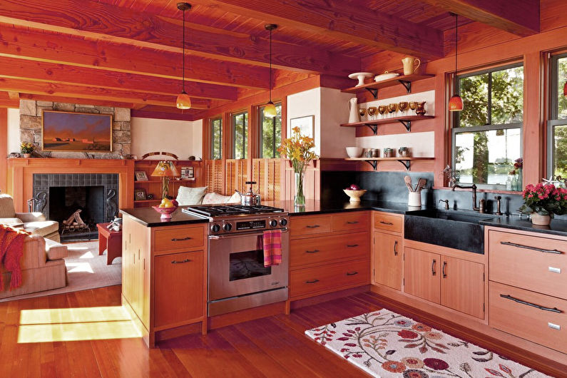 Flor de pêssego na cozinha - design de interiores