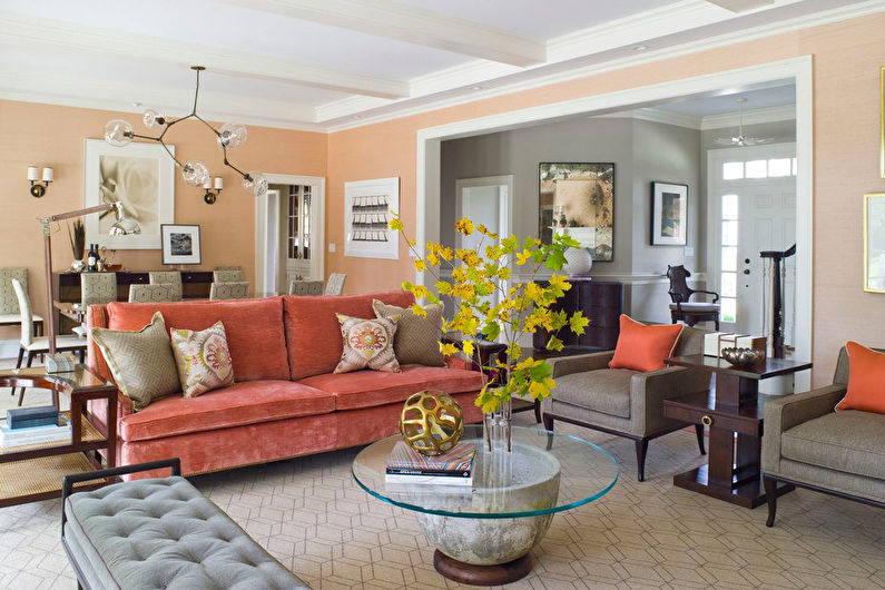 Flor de pêssego na sala de estar - Design de Interiores