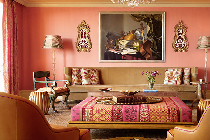 Persikablom i vardagsrummet - Interiördesign