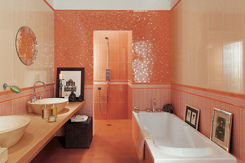 Couleur pêche dans la salle de bain - Design d'intérieur