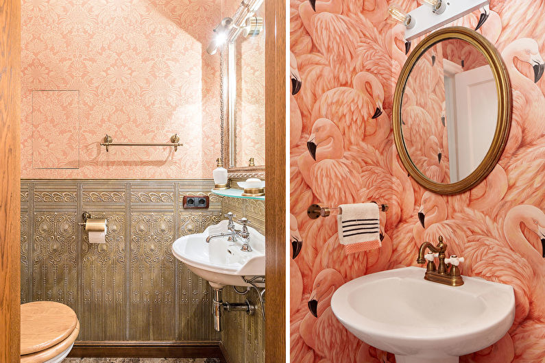 Persiku krāsa vannas istabā - interjera dizains