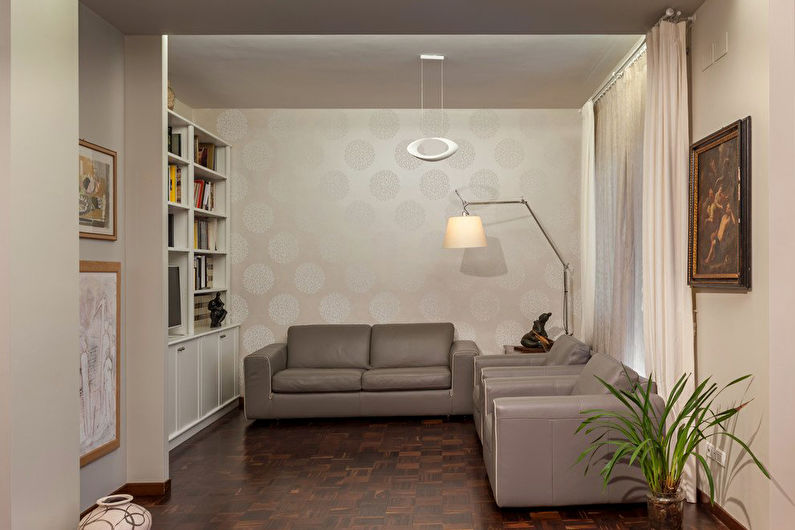 Papel de parede bege na sala de estar - Design de Interiores
