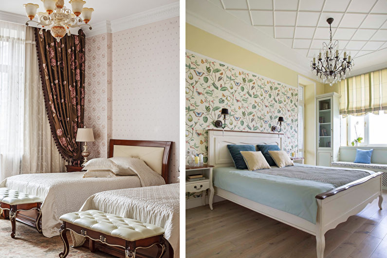 Smėlio spalvos tapetai miegamajame - interjero dizainas