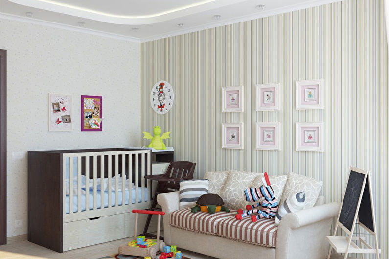 Beige na wallpaper sa isang nursery - Disenyo sa Panloob