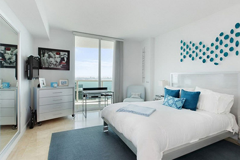 Plava spavaća soba minimalizma - Dizajn interijera