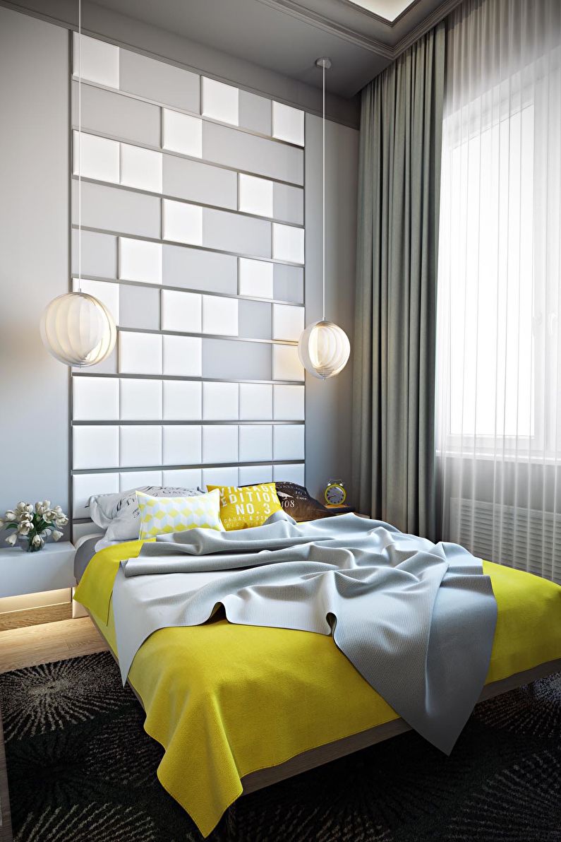 Camera da letto minimalista giallo - Interior Design