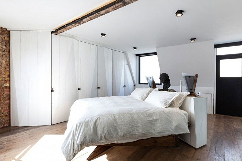 Минималистичен дизайн на спалня - таванско покритие
