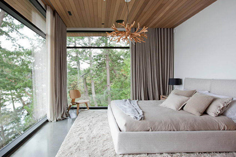 Спалня с минималистичен дизайн - декор и текстил