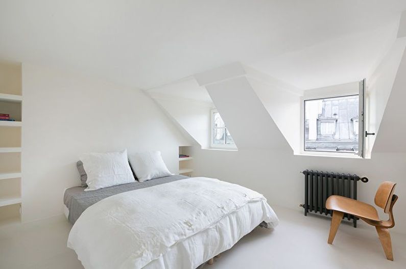 Mažas minimalizmo stiliaus miegamasis - interjero dizainas