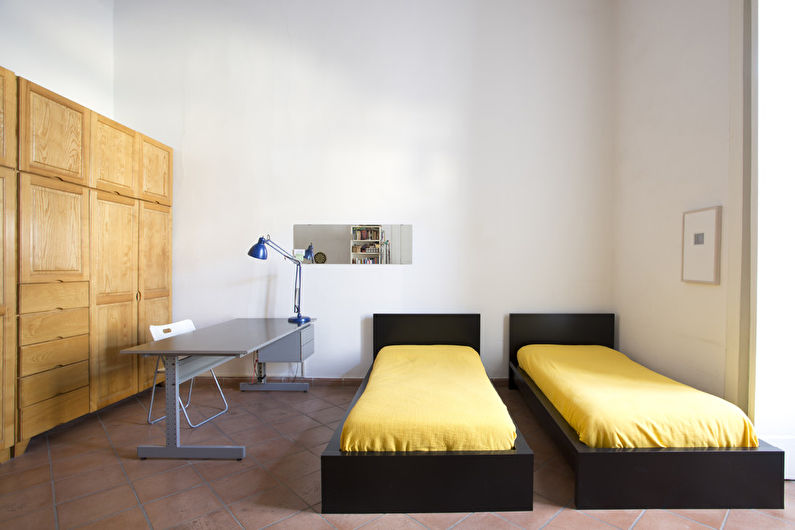 Minimalizmus stílusú hálószoba belsőépítészet - fénykép