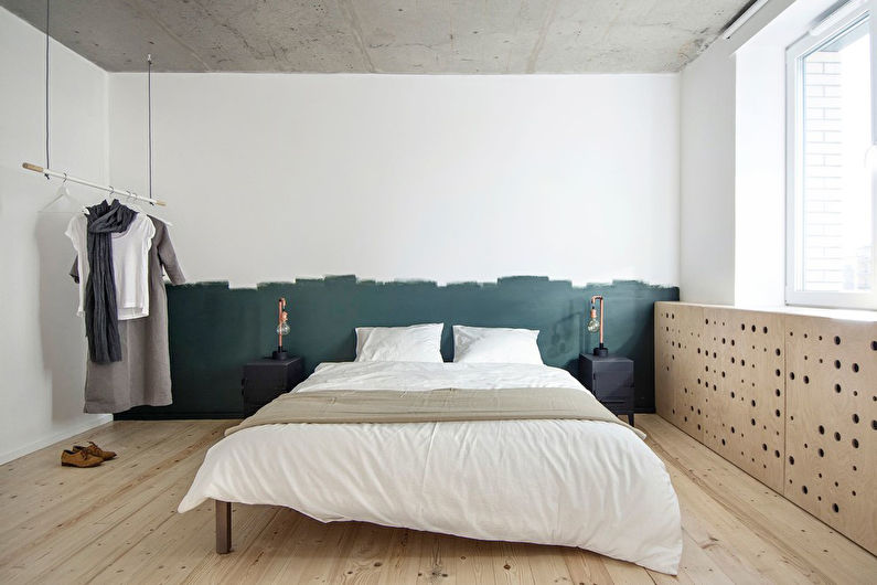 Reka bentuk dalaman bilik tidur gaya minimalis - foto