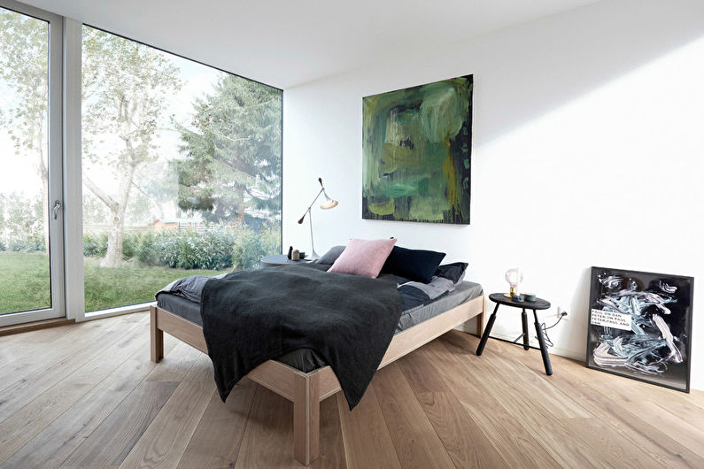 Интериорен дизайн на спалня в стил минимализъм - снимка