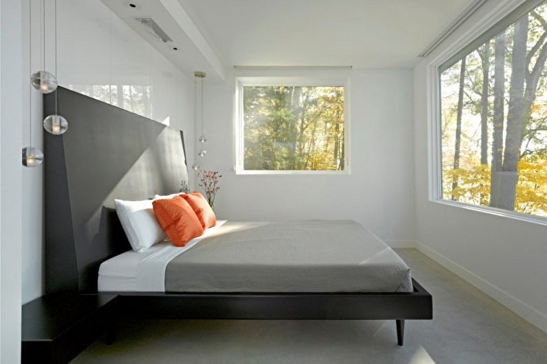 Interior design della camera da letto di stile di minimalismo - foto