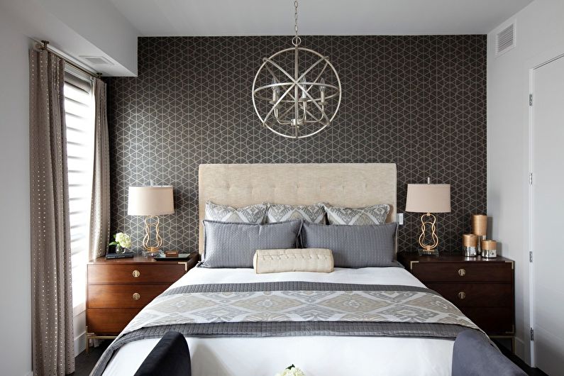 Тесен дизайн на спалня - декорация на стени
