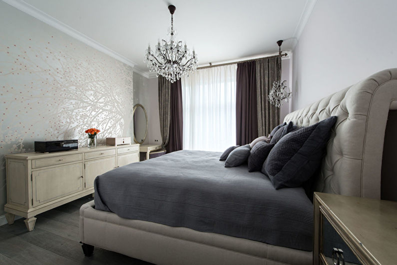 Дизајн ентеријера уске спаваће собе - фотографија