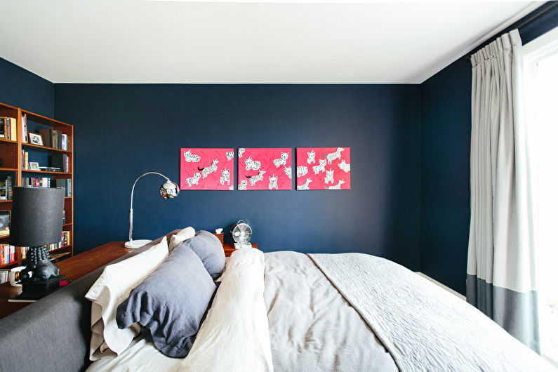 Šauras guļamistabas interjera dizains - foto