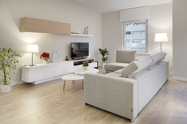 Design obývacího pokoje 17 m² - povrchová úprava podlahy