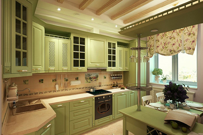 Cocina de esquina en estilo provenzal - Diseño de interiores