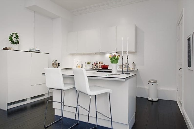 Cozinha minimalista de canto - Design de interiores