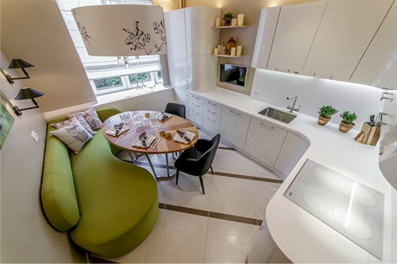 Bucătărie cu colț de înaltă tehnologie - design interior