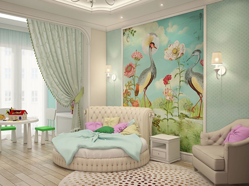 Design project of a children's room for a girl