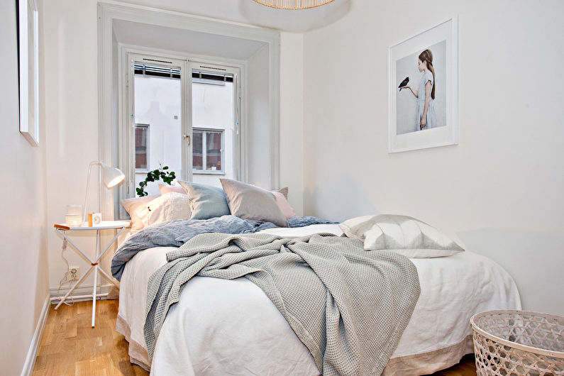 Design stretto della camera da letto: 50 bellissime idee