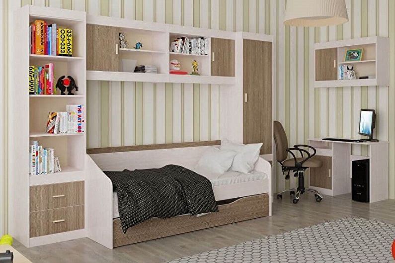 Types de lits simples - Lit avec meuble intégré
