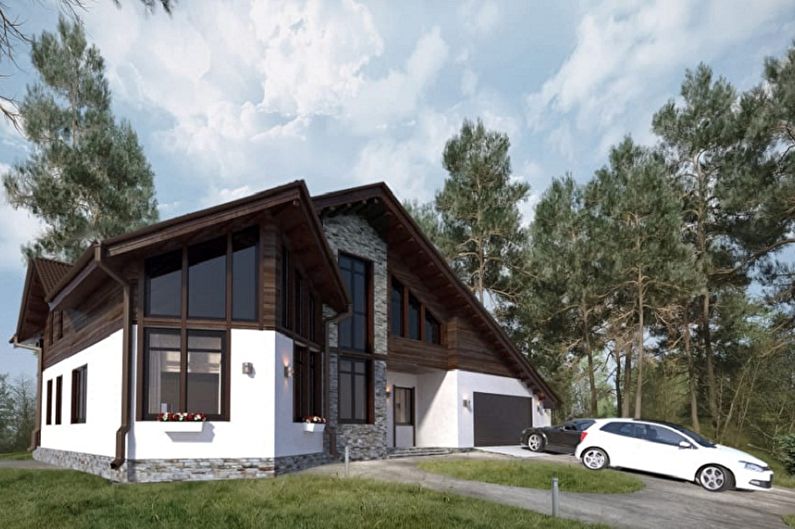 Modern faház stílusú ház tervek - Faház stílusú ház garázzsal