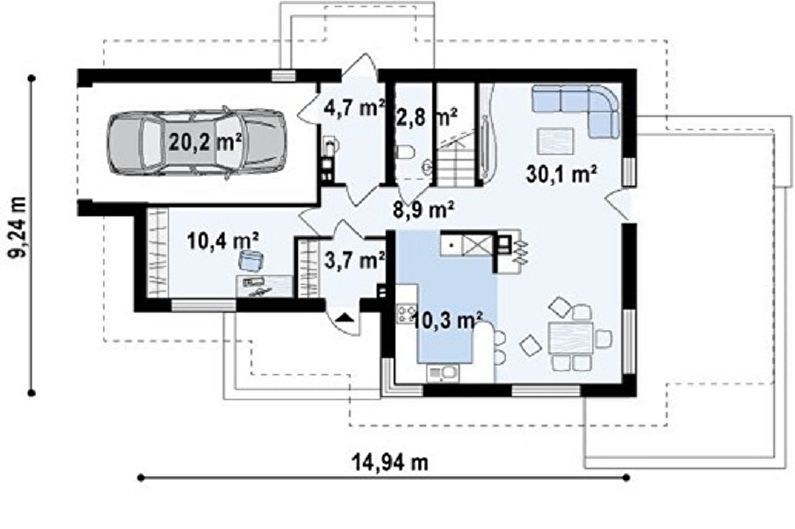 Moderna husstilsdesign - Chaletstilhus med garage