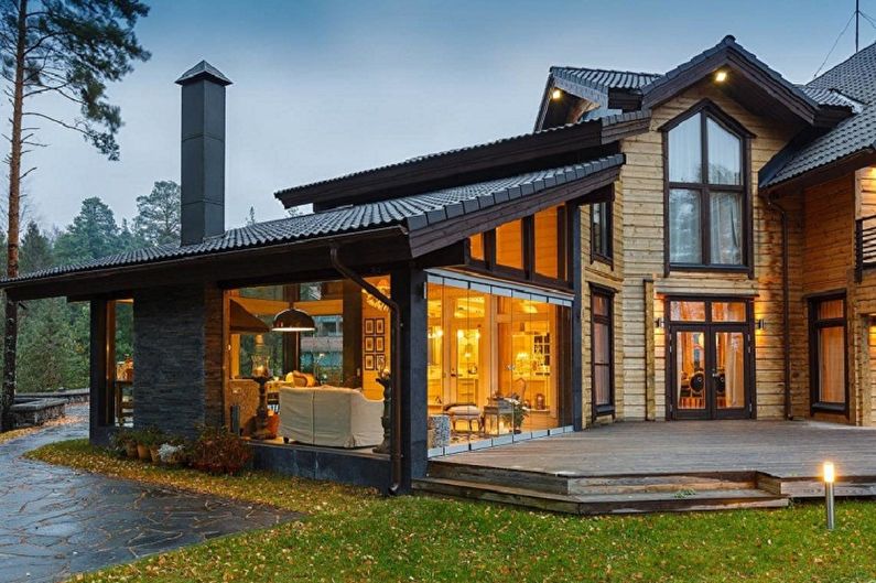 Moderne hus-design af hytter - Chalet-hus med stor veranda