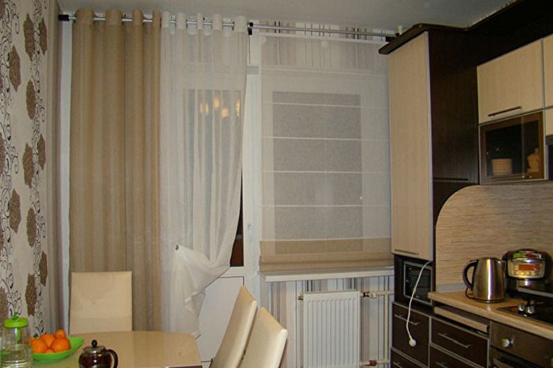 Tipos de cortinas de cocina - Cortinas de tela en ojales