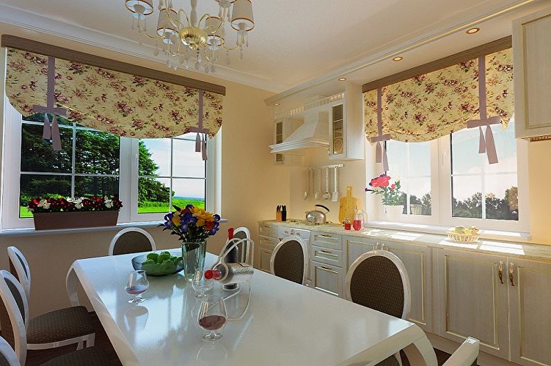 Design of the curtains for the kitchen in style