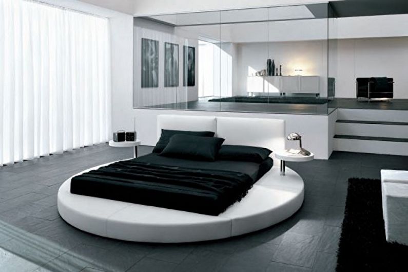 Apvalių lovų tipai miegamajame - Apvalios lovos „minimalizmas“