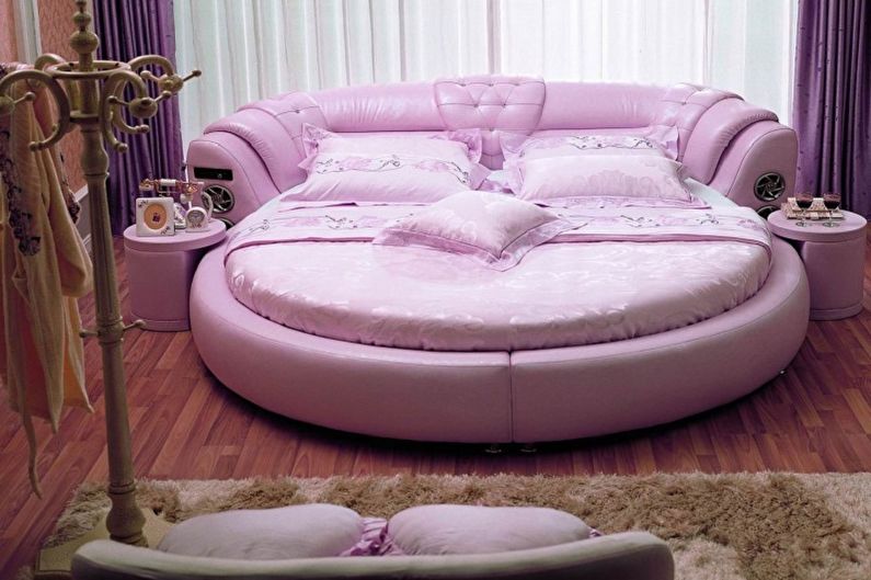 Tipos de camas redondas en el dormitorio: cama redonda con varias funciones