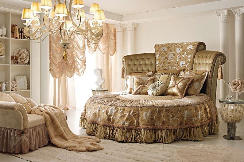 Round bed to the bedroom in different styles - Oriental style