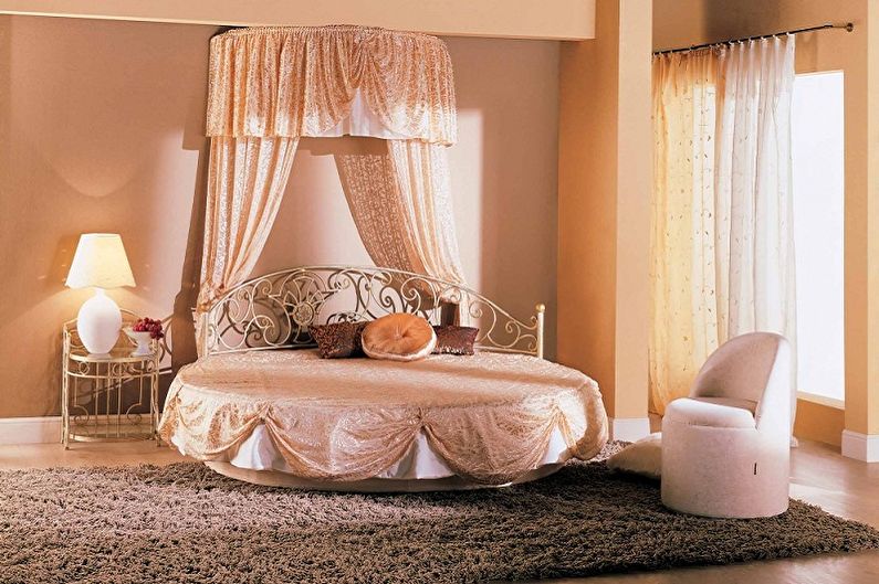 Round bed to the bedroom in different styles - Provence