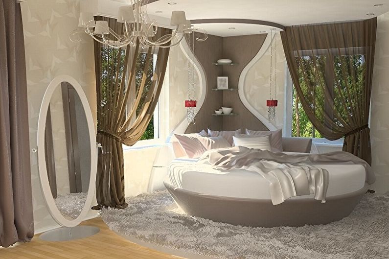 Kulatá postel v ložnici - Nápady na ubytování
