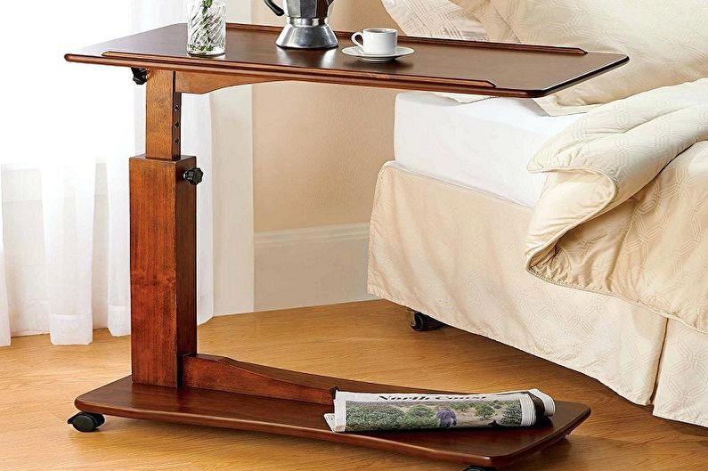 Types of breakfast tables in bed - Side table on castors
