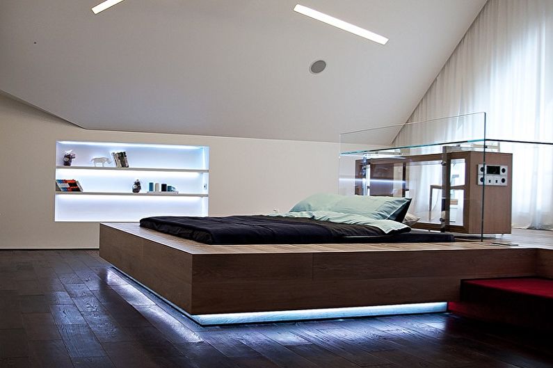 Врсте подијумских кревета - Подијум кревет са интегрисаним осветљењем