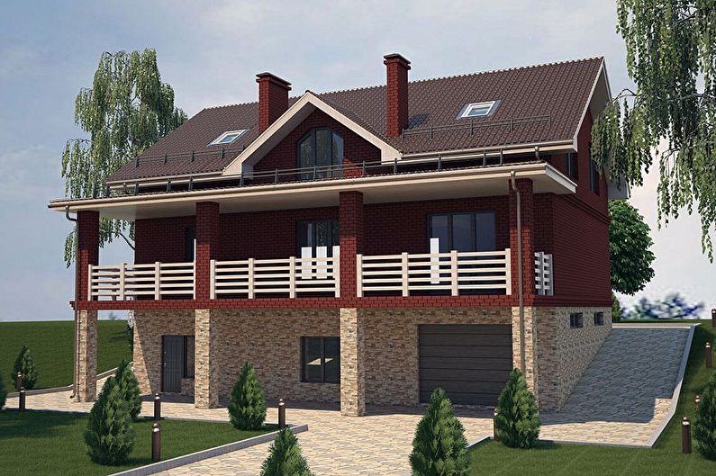 Idéias de layout de casa de tijolo - casa de tijolo com garagem