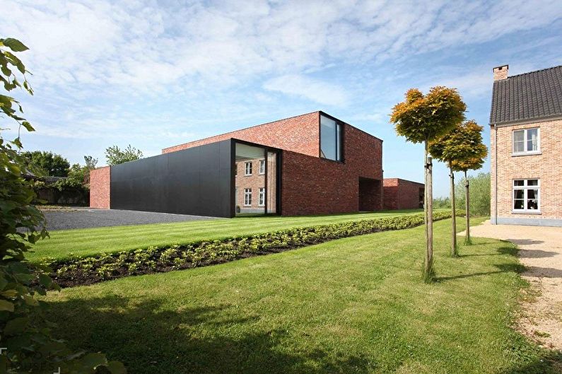 Idéias de layout de casa de tijolo - minimalismo moderno em uma casa de tijolo